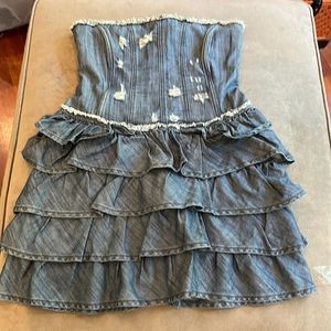 SEE THRU SOUL, strapless jean dress EUC